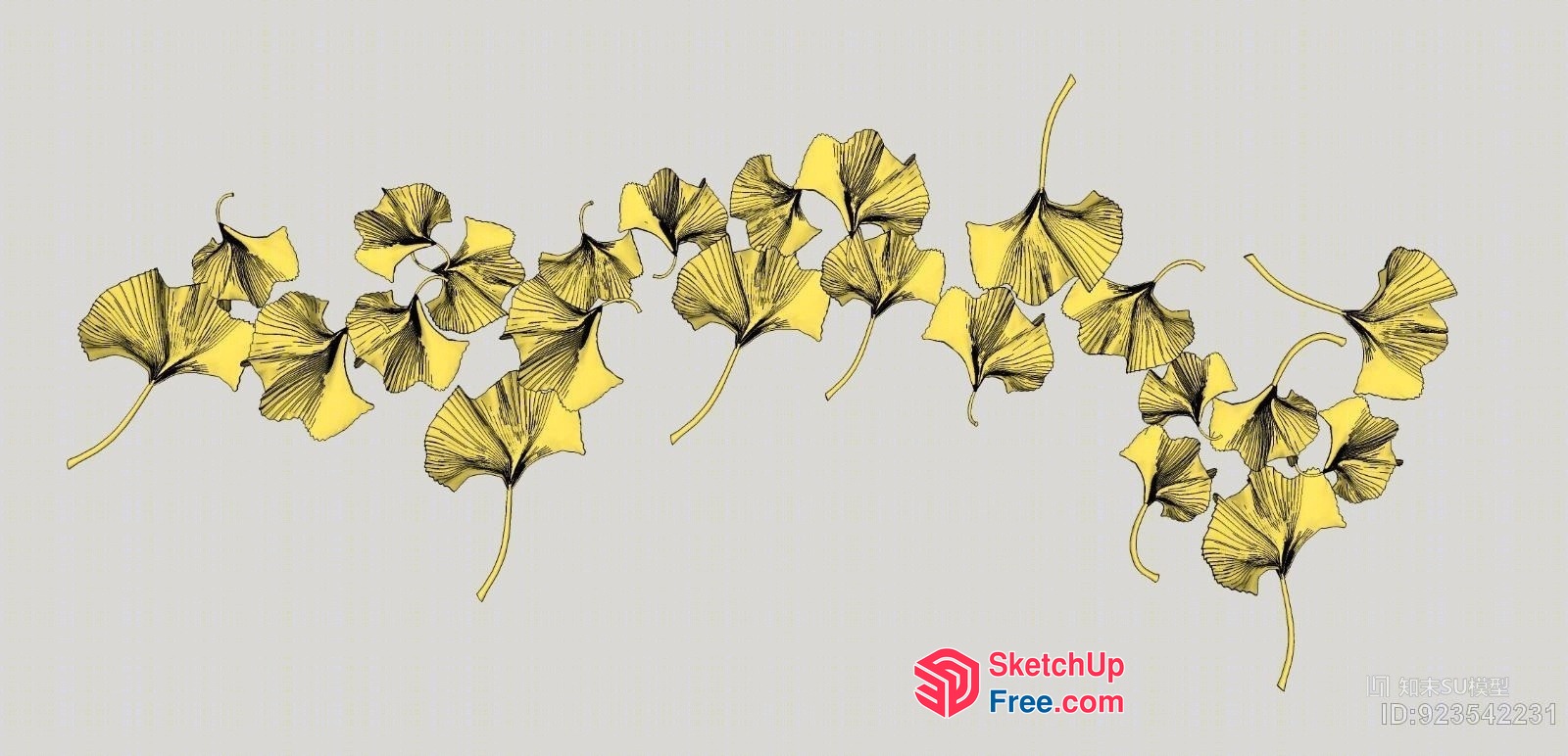 Yellow And Black Leaf Arrangement 3D SketchUp File