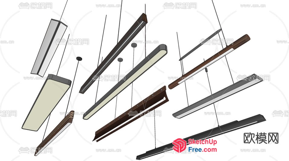 Modern Suspended Light Fixtures 3D SketchUp File
