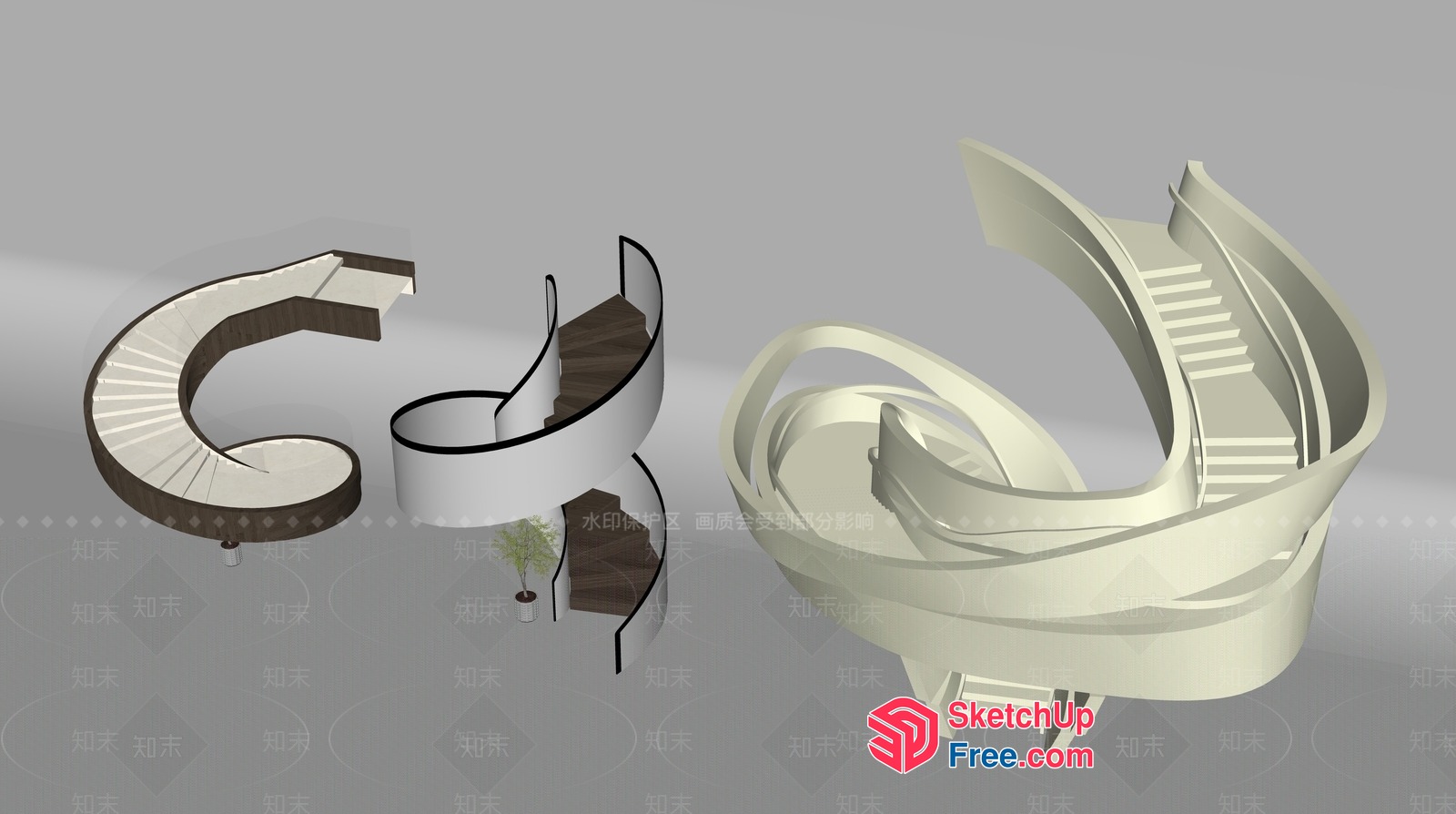 Modern Spiral Staircase Design 3D SketchUp File