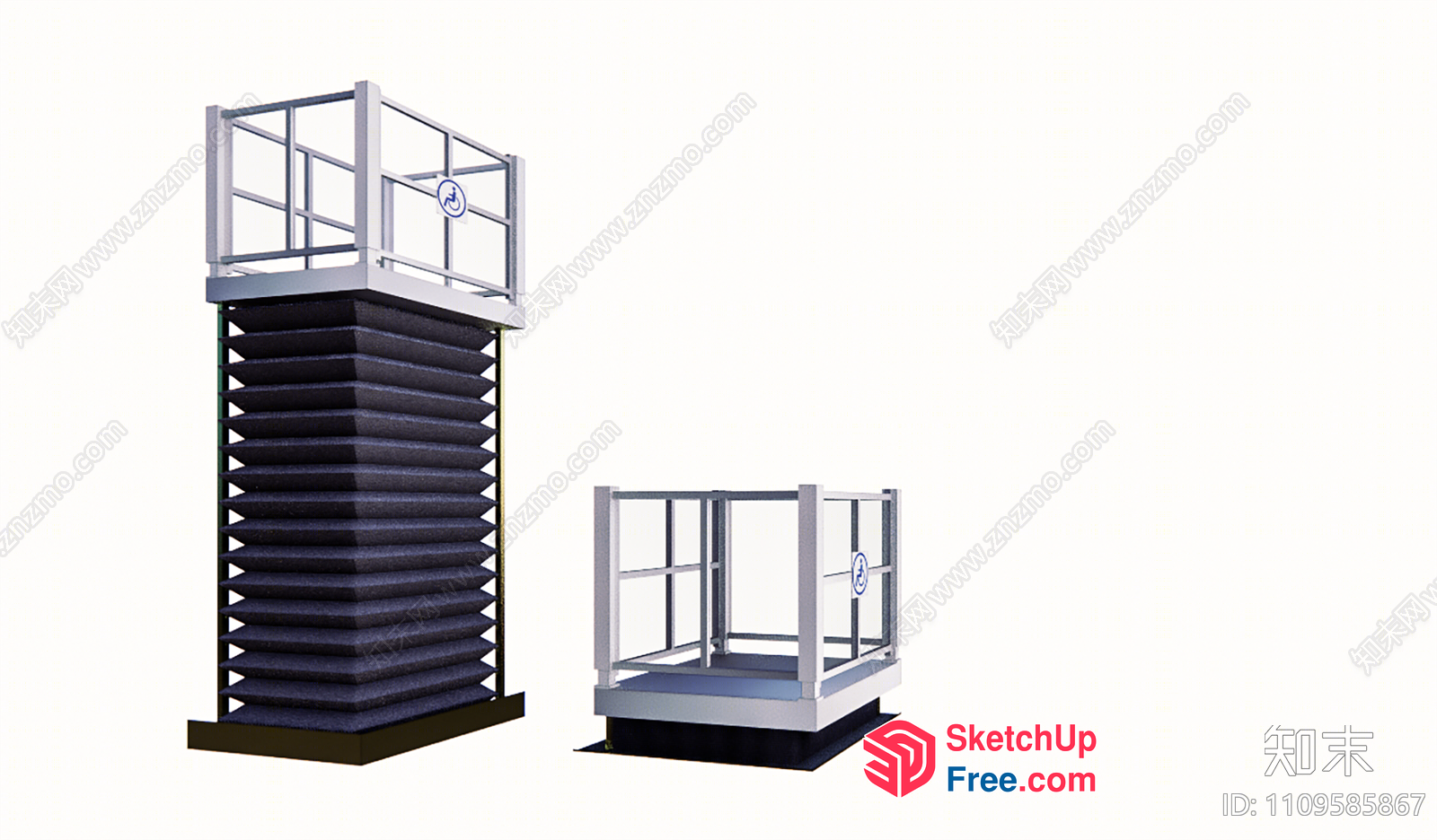 Metal Platform With Guardrail 3D SketchUp File