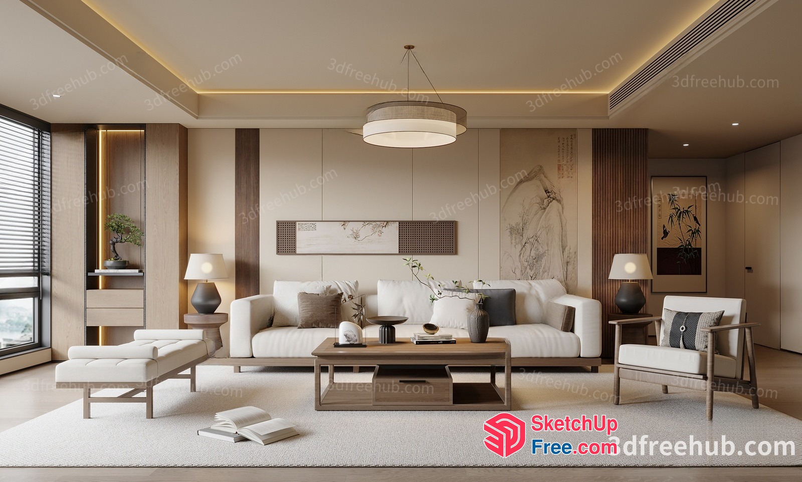 Elegant Minimalist Living Room 3D SketchUp File