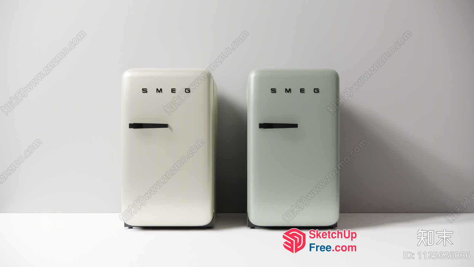 Two Small Refrigerators Standing Next To Each Other 3D SketchUp File
