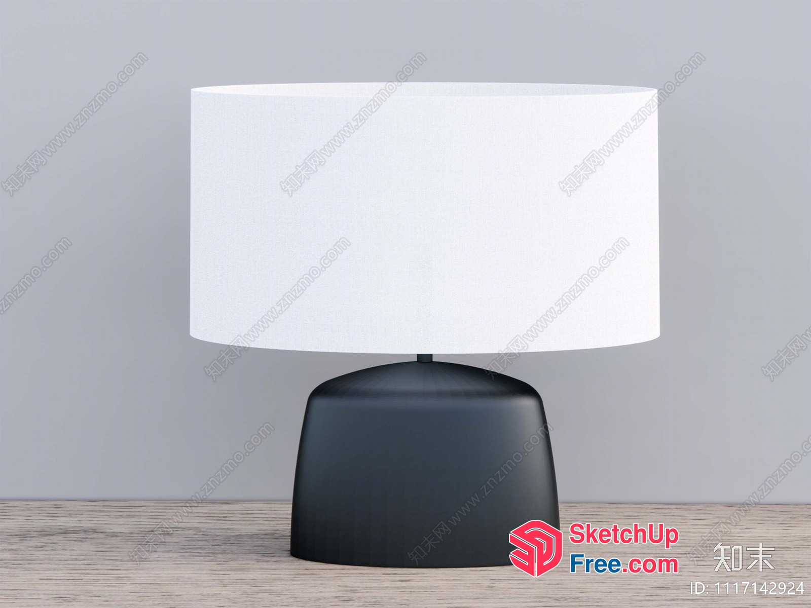 Table Lamp With White Shade And Black Base 3D SketchUp File