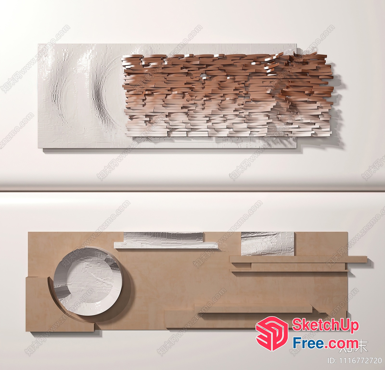 Modern Artwork Of Wood And Metal Elements 3D SketchUp File