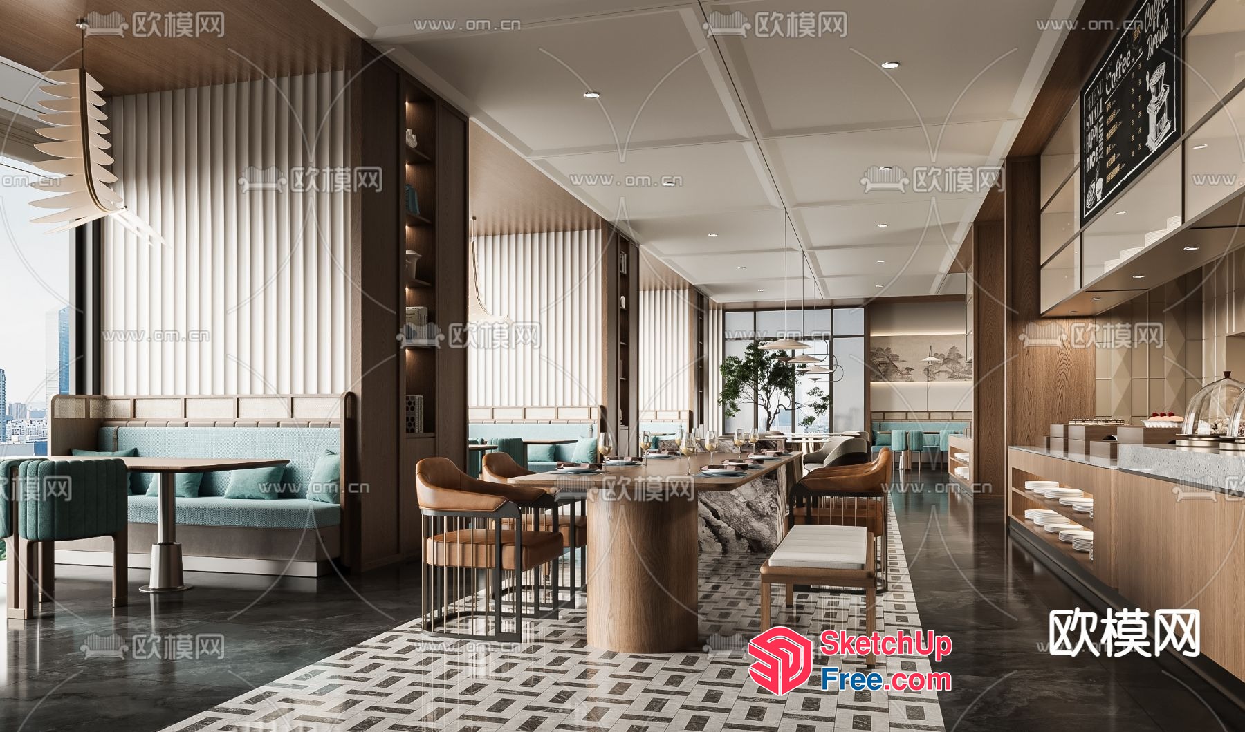 Modern Dining Room With A View 3D SketchUp File