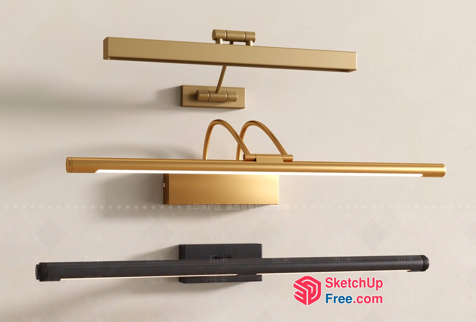 Modern Gold And Black Light Fixtures 3D SketchUp File