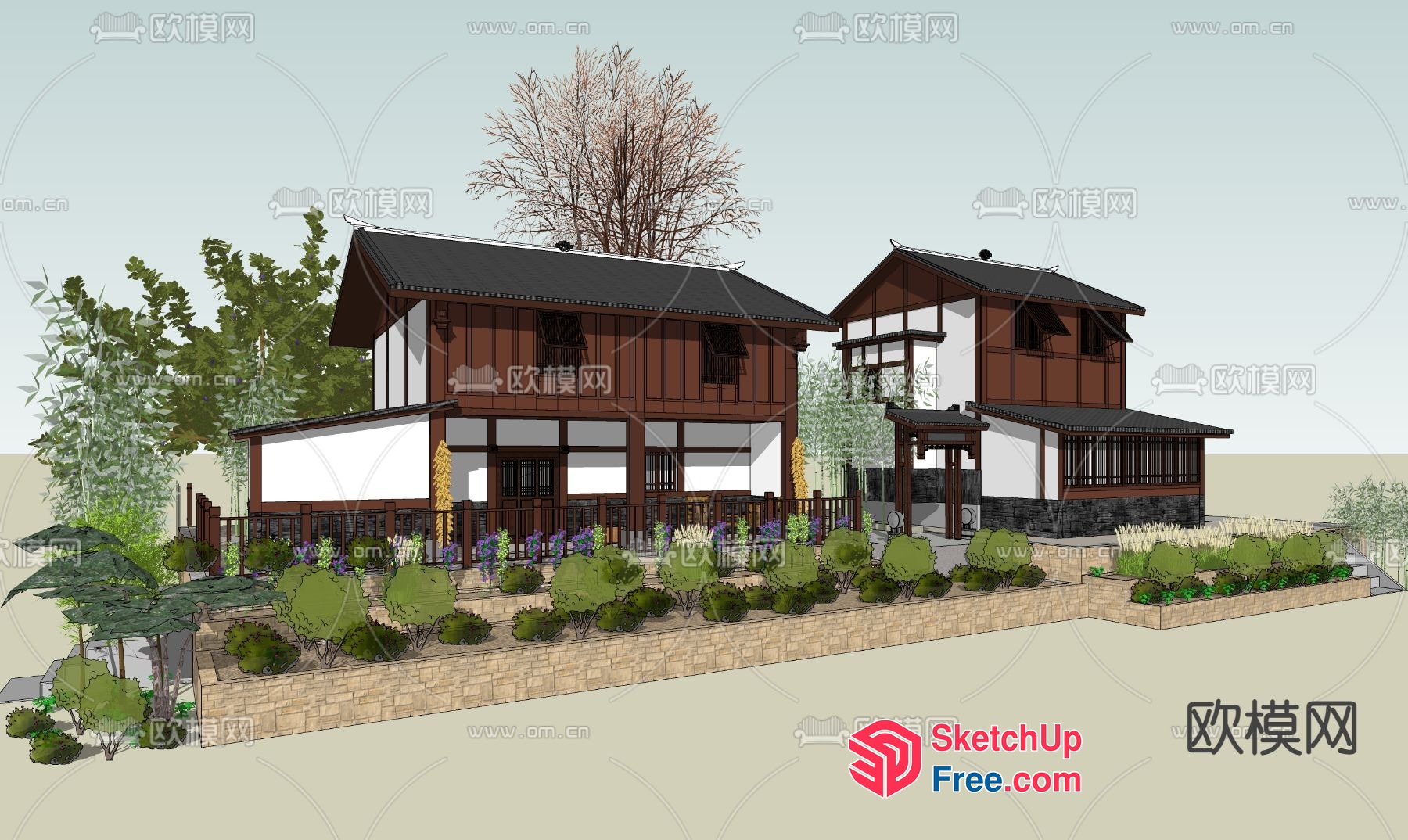 Japanese-Style Homestay Exterior 3D SketchUp File