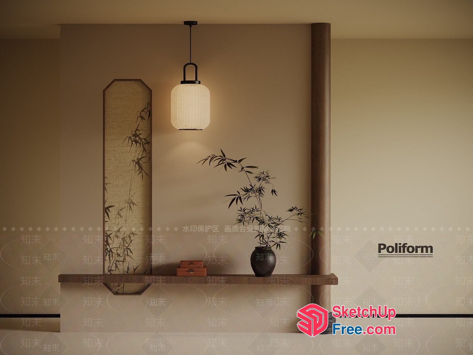 Elegant Asian-Inspired Interior 3D SketchUp File