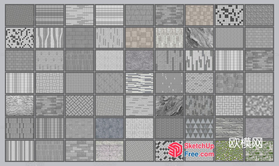 Grey Patterned Tiles 3D SketchUp File