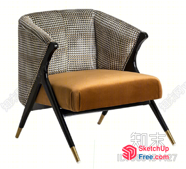Elegant Modern Armchair With Plush Cushion 3D SketchUp File