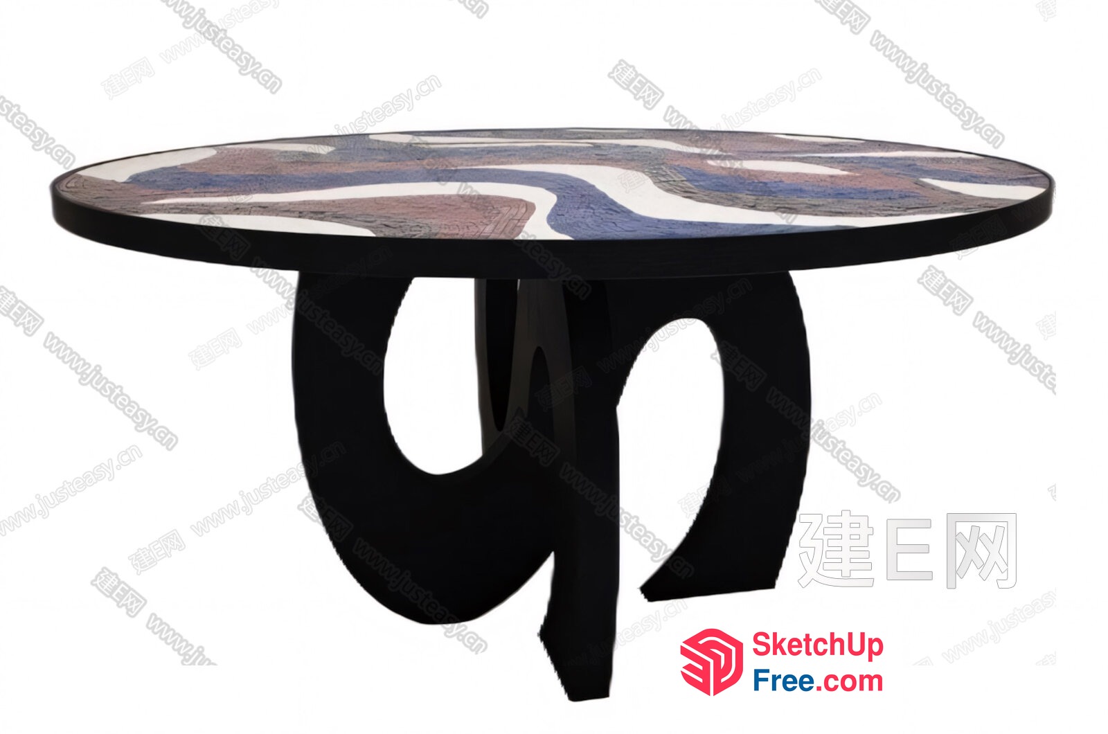 Round Table With Abstract Patterned Top 3D SketchUp File