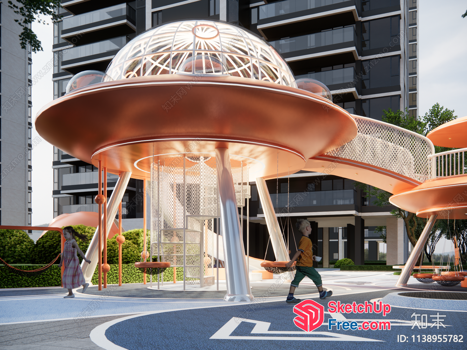Futuristic Space-Themed Children'S Playground 3D SketchUp File