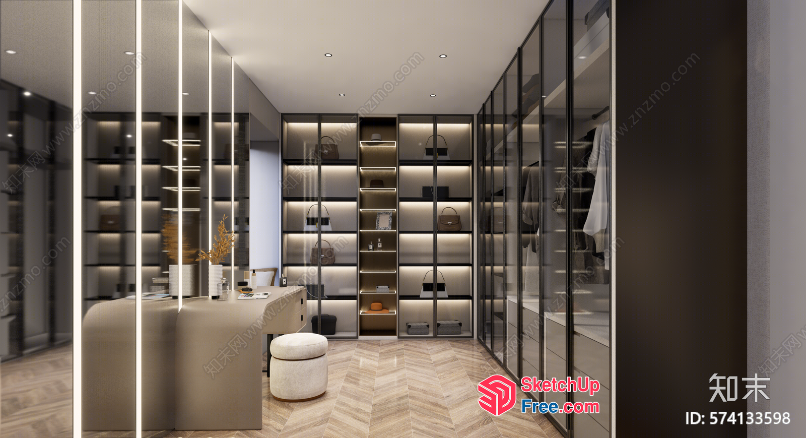 Modern Glass And Wood Storage Room 3D SketchUp File