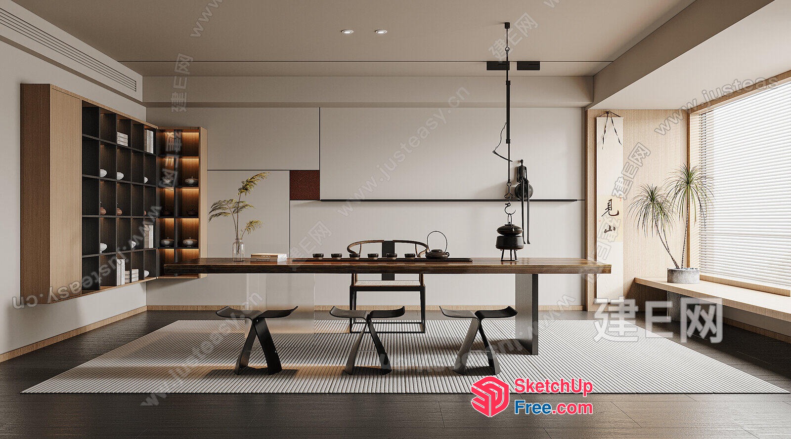 Modern Minimalist Japanese-Inspired Dining Room 3D SketchUp File
