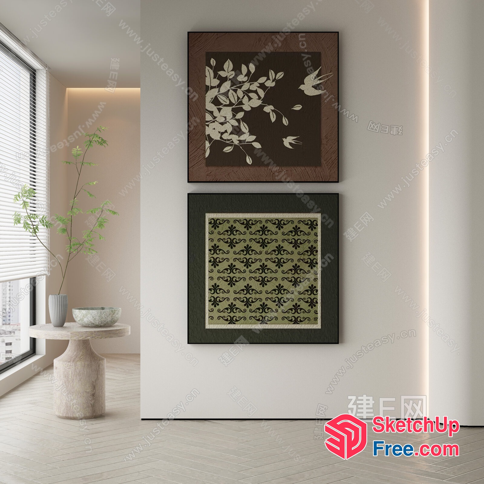 Modern Minimalist Interior Design With Elegant Wall Decor 3D SketchUp File