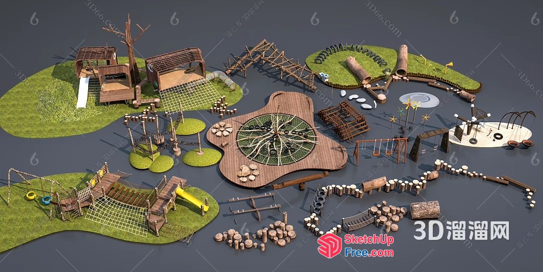 3D Rendering Of A Serene Outdoor Playground 3D SketchUp File