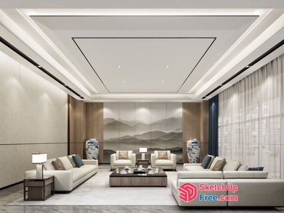 Luxurious Modern Living Room Design With Minimalist Style 3D SketchUp File