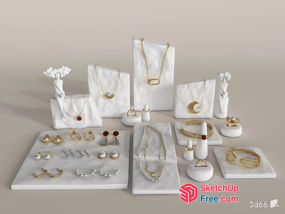 Luxurious Gold And Pearl Jewelry Collection 3D SketchUp File