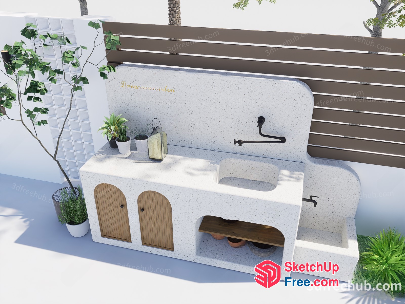 Outdoor Kitchen With Sink And Storage 3D SketchUp File