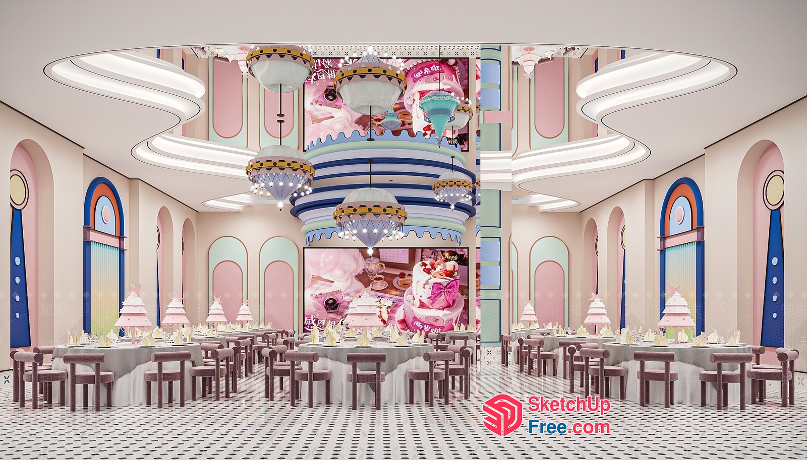 Pastel-Hued, Ornate Dining Room 3D SketchUp File