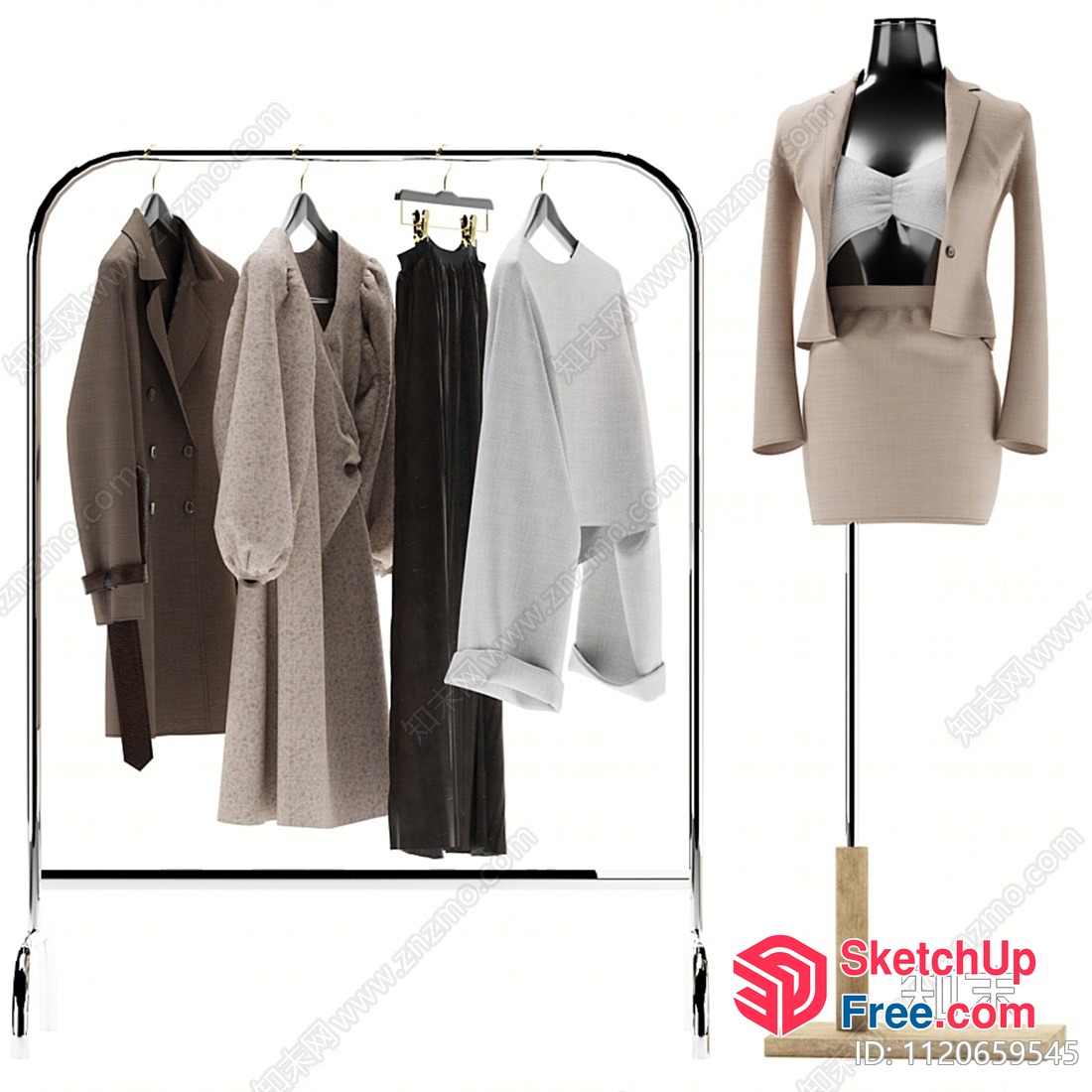 Modern Office Furniture And Clothing Display 3D SketchUp File
