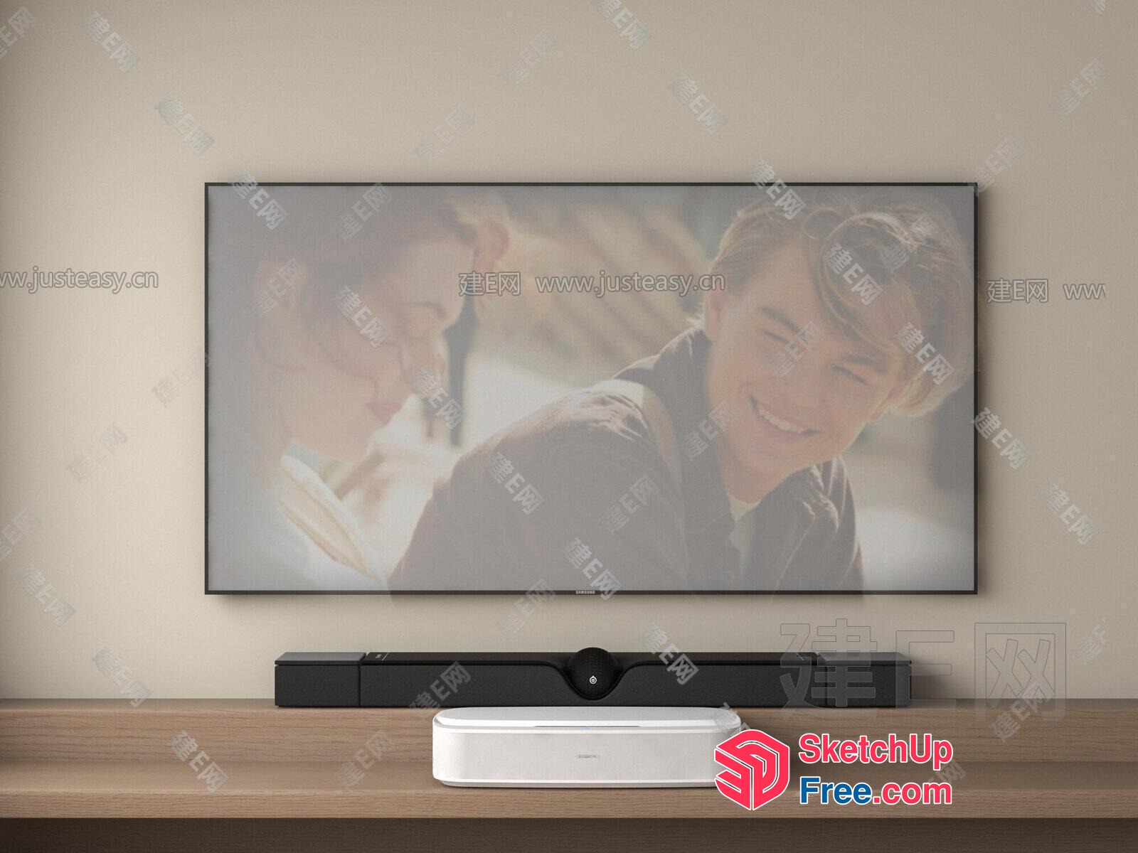 Modern Entertainment System With Large Screen And Soundbar 3D SketchUp File