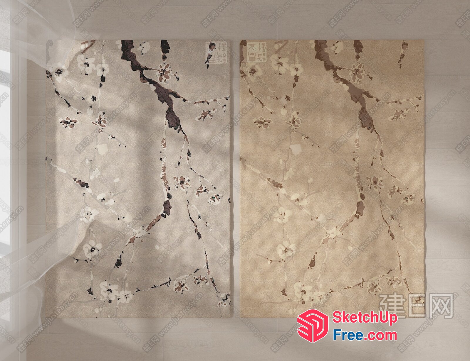 Marble Patterns On Two Panels 3D SketchUp File
