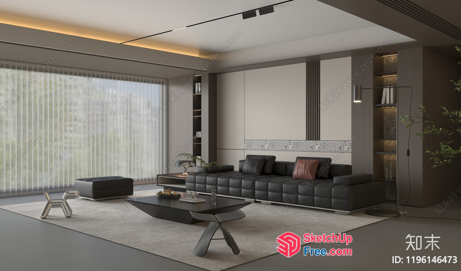 Modern Living Room With Sleek Furniture And Natural Light 3D SketchUp File