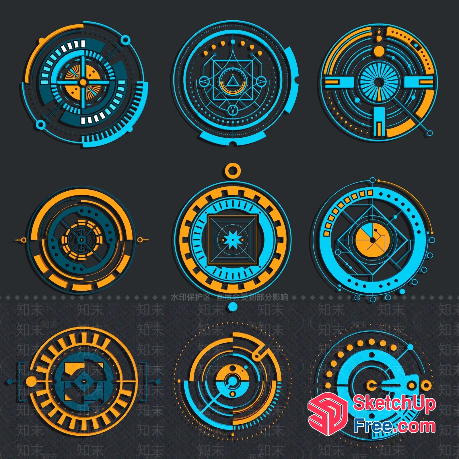 Futuristic Sci-Fi Circle Designs 3D SketchUp File