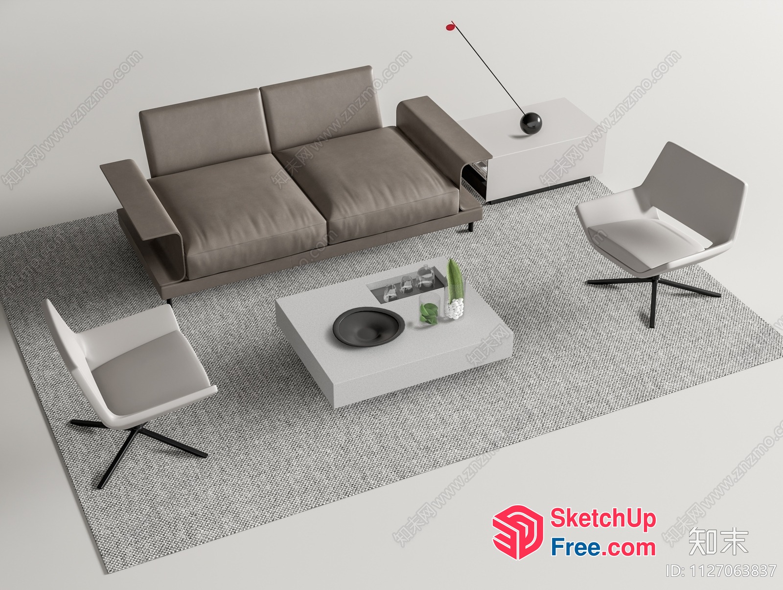 Minimalist Living Room With Neutral Colors And Simple Furniture 3D SketchUp File