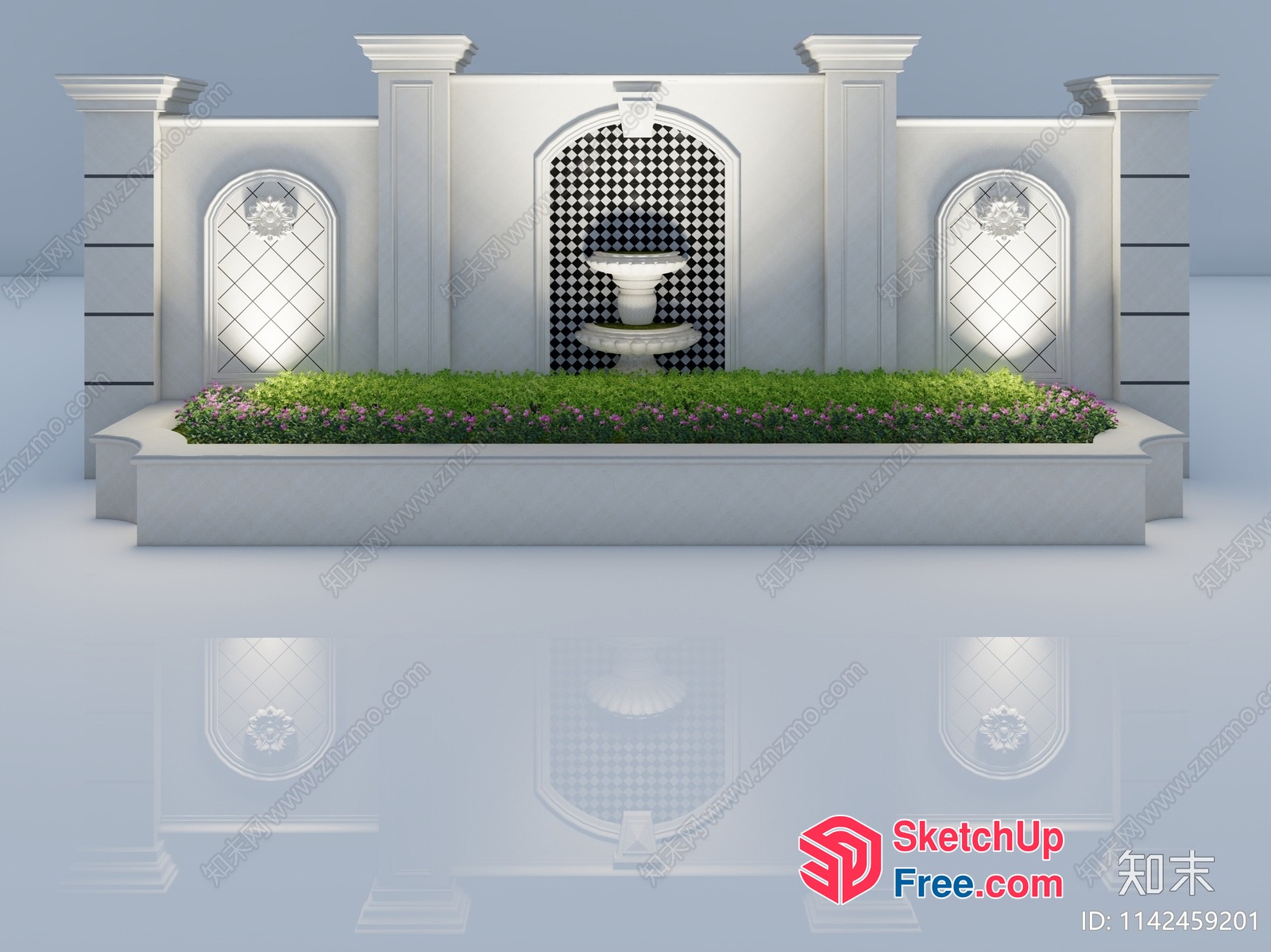 Classic Moulding Decorative Wall Fountain 3D SketchUp File