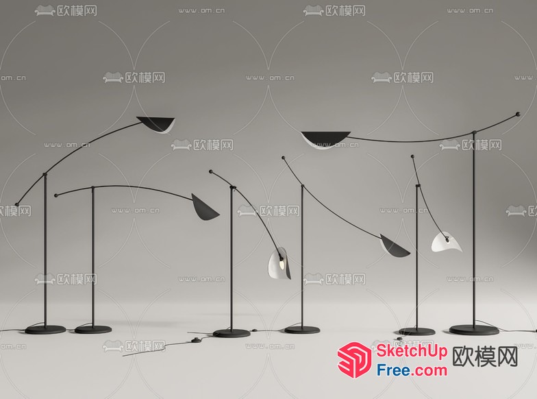 Floor Lamps With Adjustable Arms And Shades 3D SketchUp File