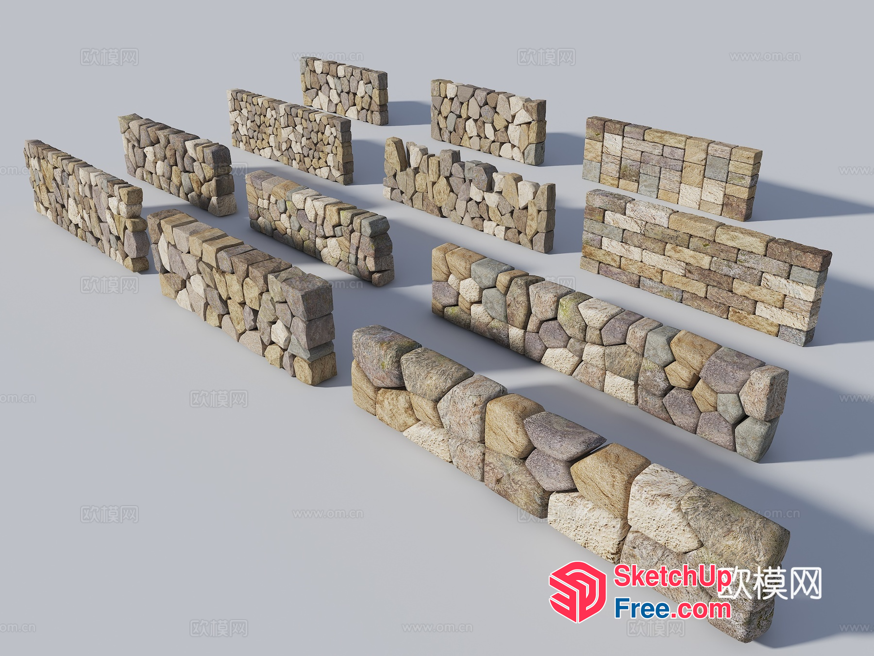 Stone Wall Patterns Collection 3D SketchUp File