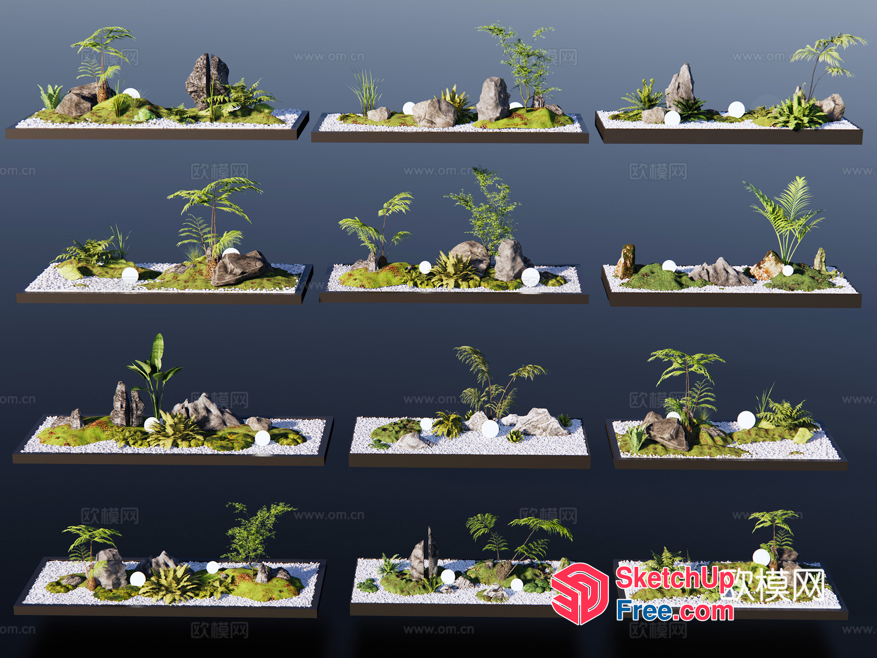 3D Rendered Zen Garden Terrarium 3D SketchUp File