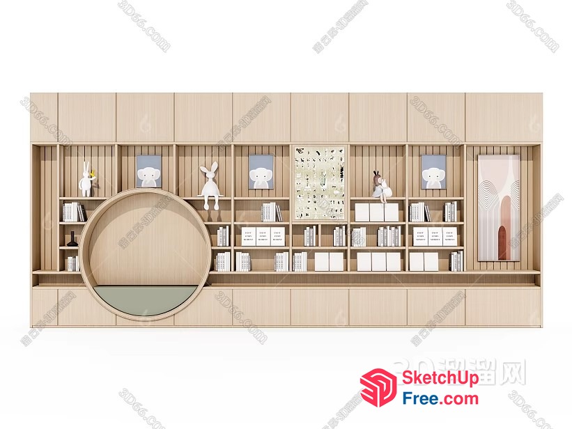Elegant Modern Minimalist Wood Bookcase 3D SketchUp File
