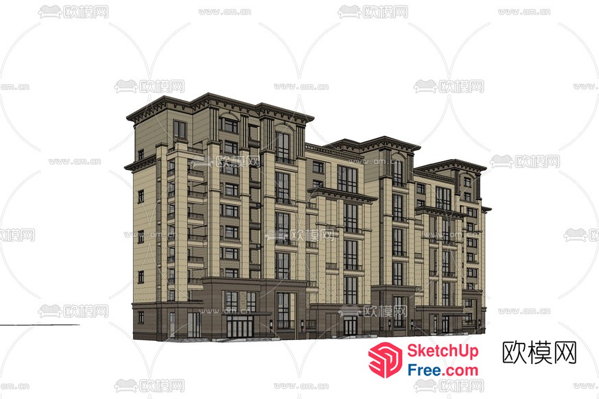 Luxury Apartment Building Exterior 3D SketchUp File