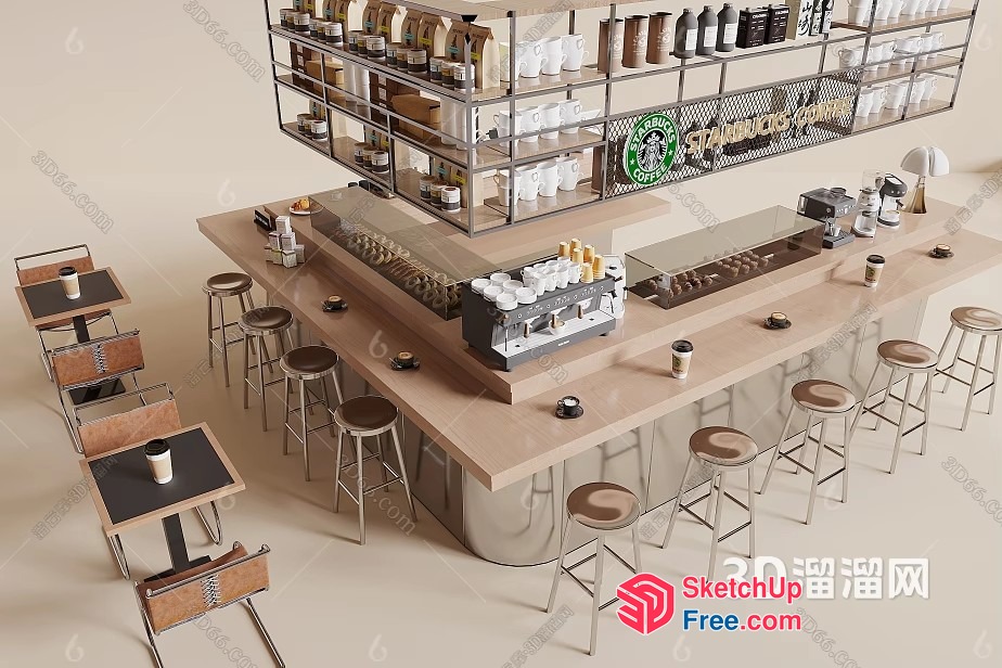 Modern Coffee Shop Interior Design 3D SketchUp File
