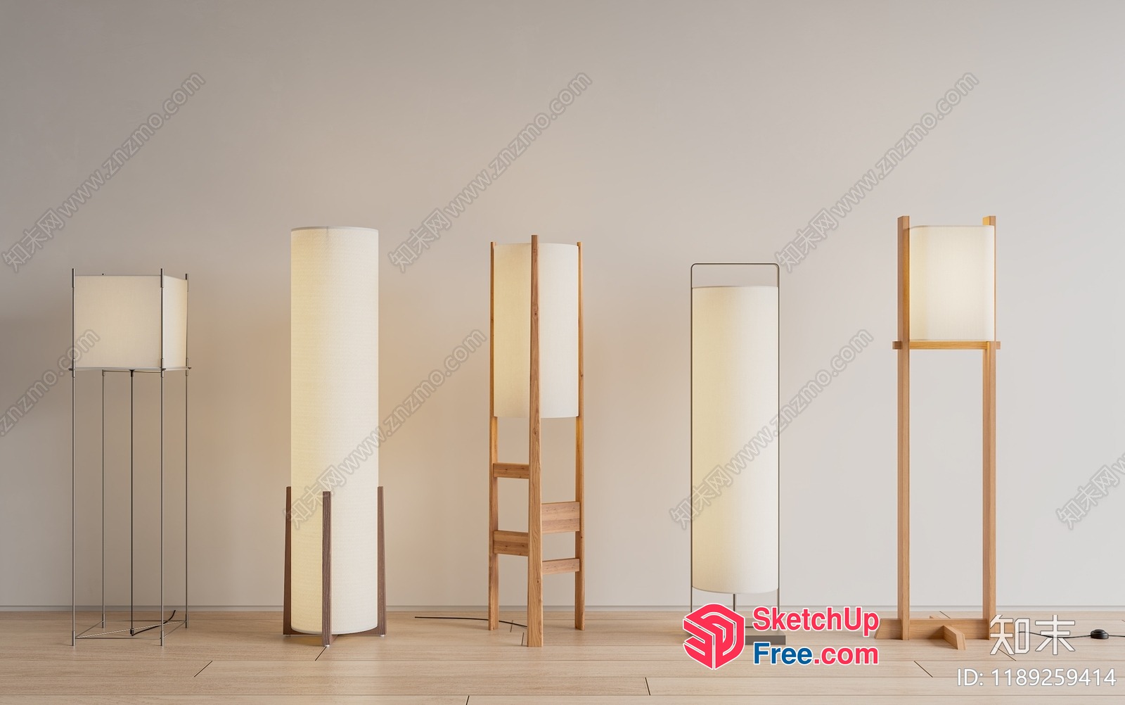 Modern Japanese-Inspired Floor Lamps With Minimalist Design 3D SketchUp File