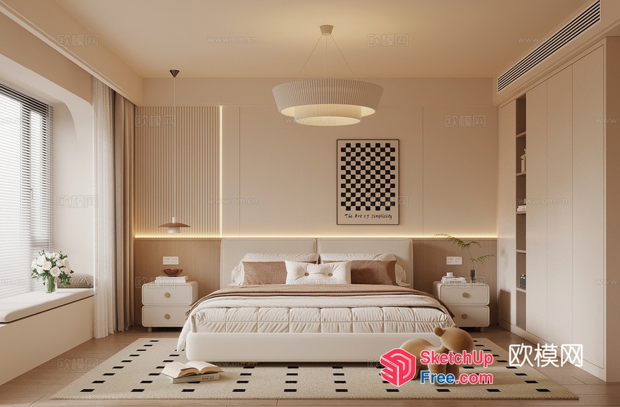 Minimalist Scandinavian Bedroom Interior Design 3D SketchUp File