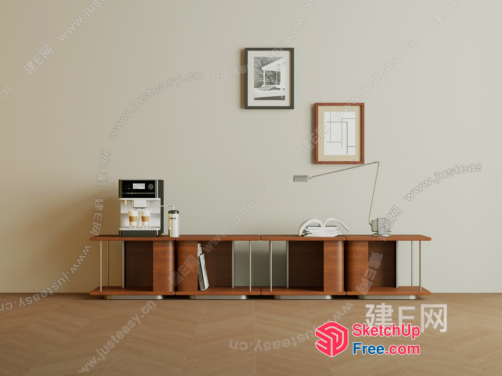 Modern Minimalist Office Furniture With Coffee Station 3D SketchUp File
