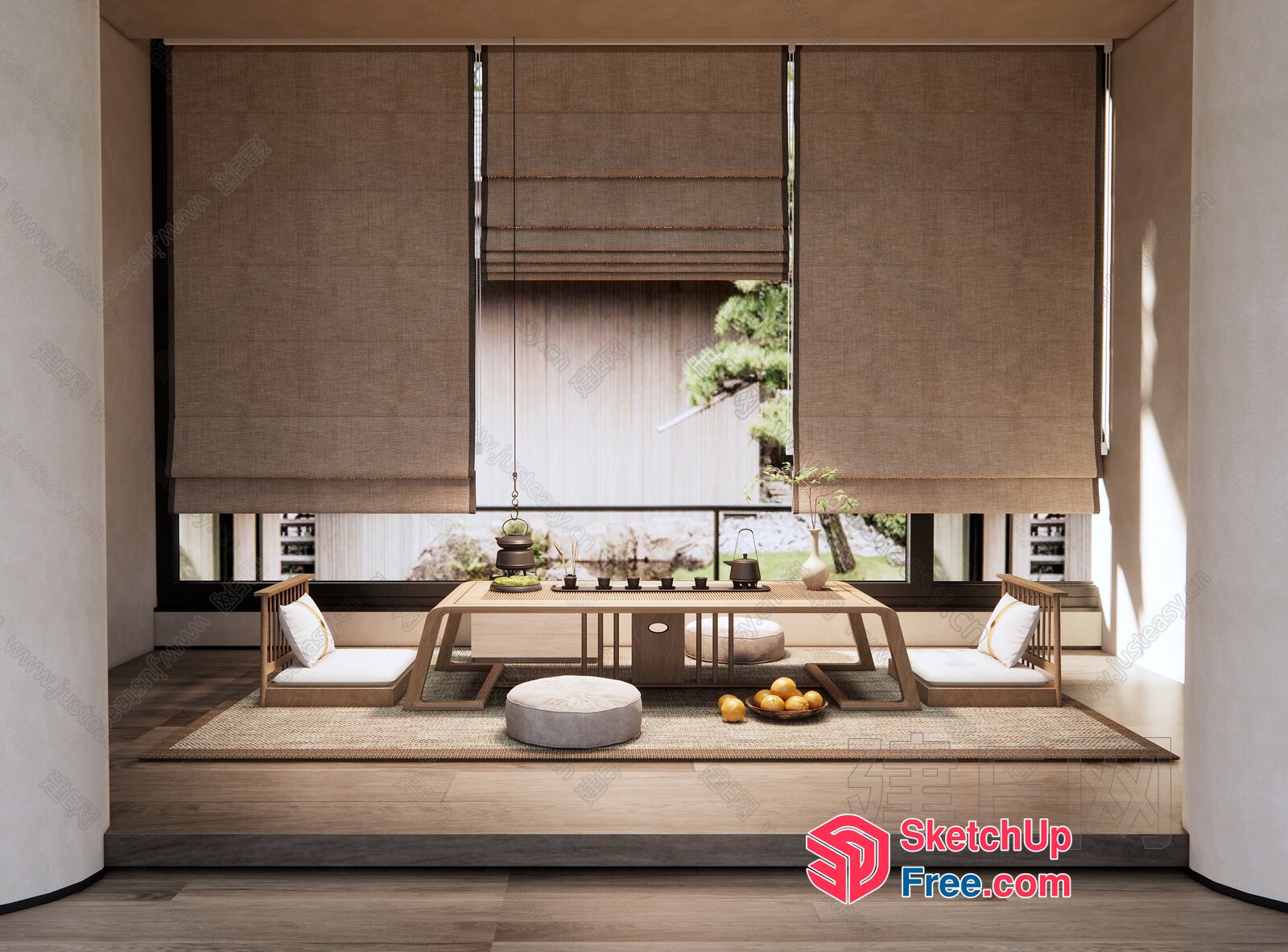 Japanese Style Living Room With Minimalist Decor 3D SketchUp File