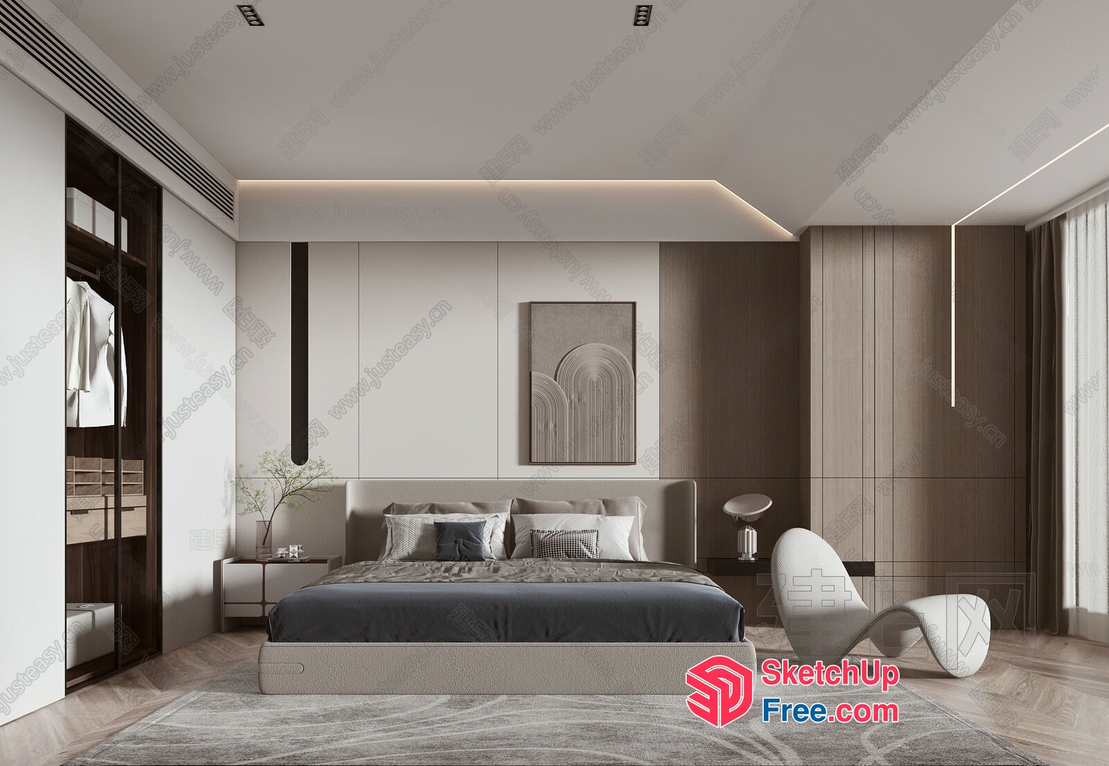 Modern Minimalist Bedroom Interior 3D SketchUp File