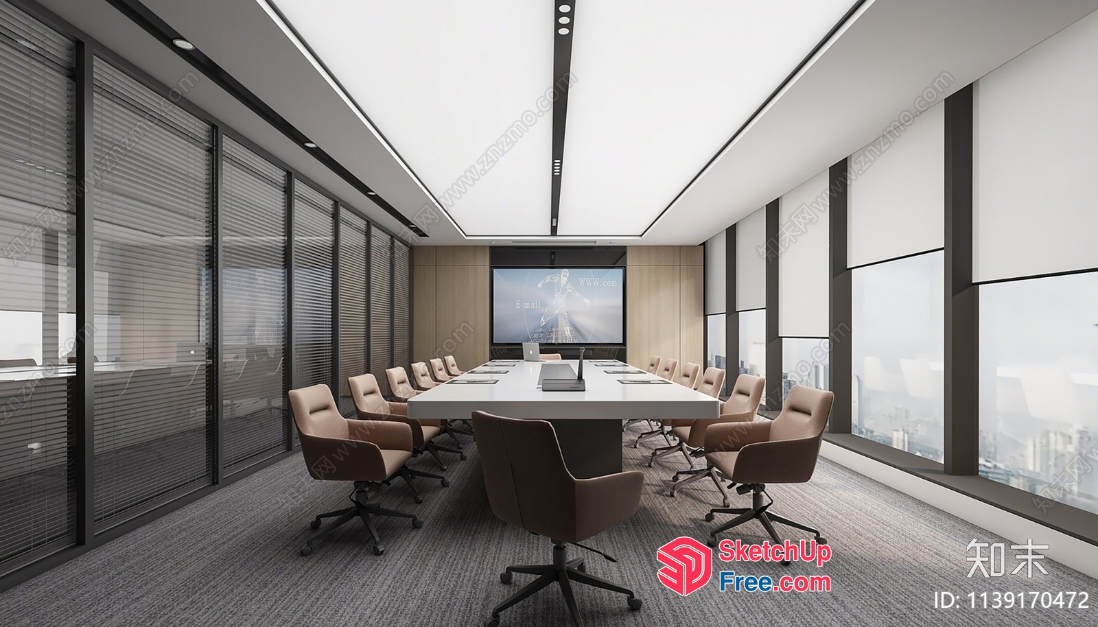 Modern Conference Room With Large Table And Chairs 3D SketchUp File