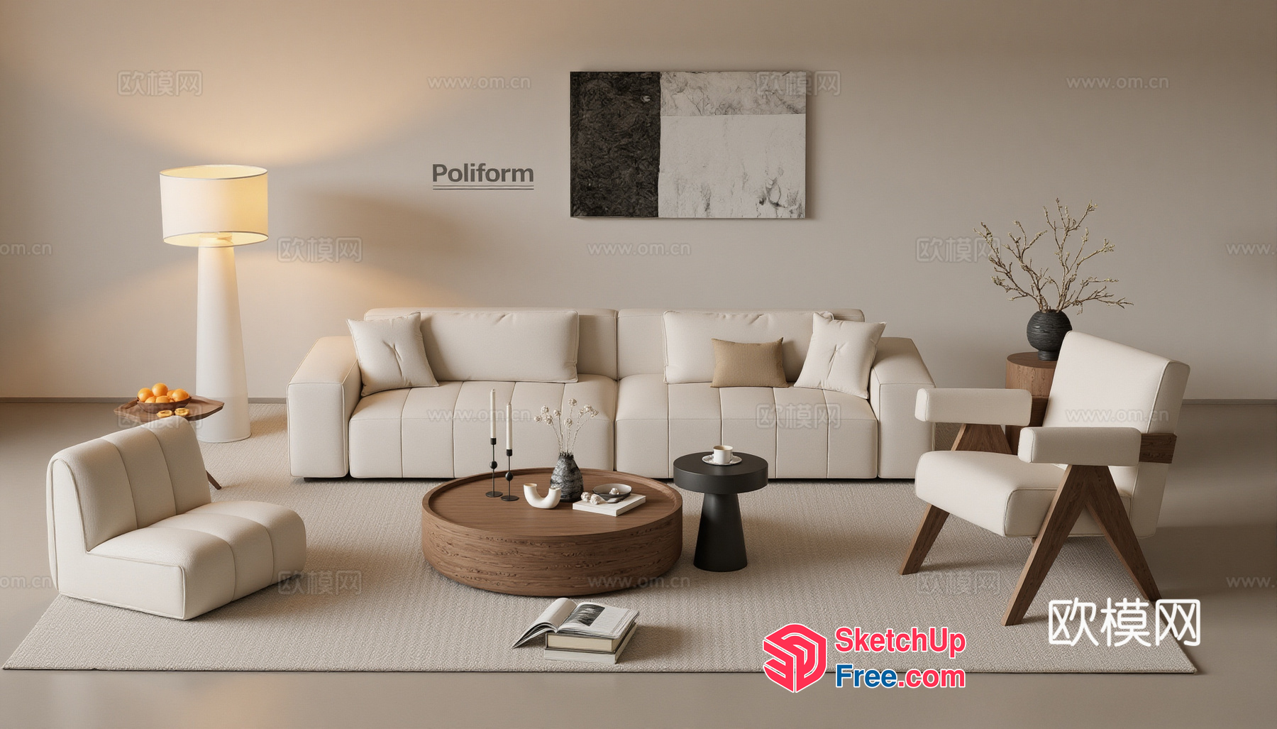Minimalist Modern Living Room 3D SketchUp File