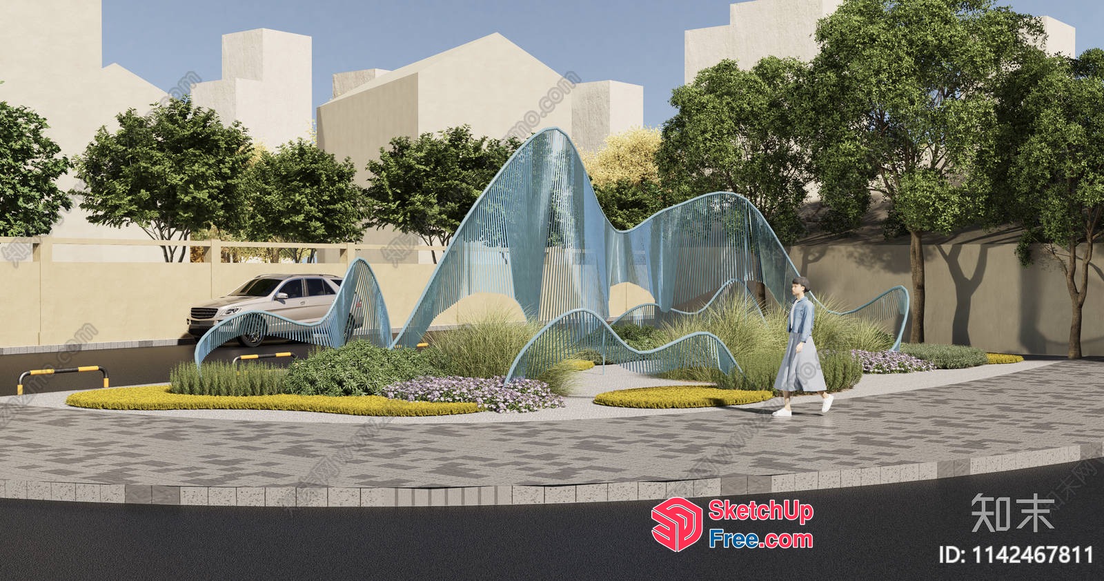 Futuristic Glass Sculpture Installation 3D SketchUp File