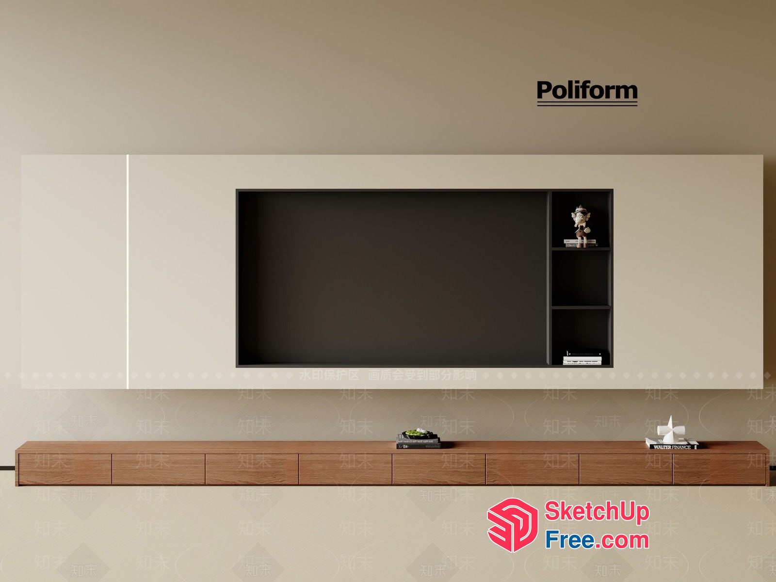 Modern Minimalist Living Room Interior With Poliform Branding 3D SketchUp File