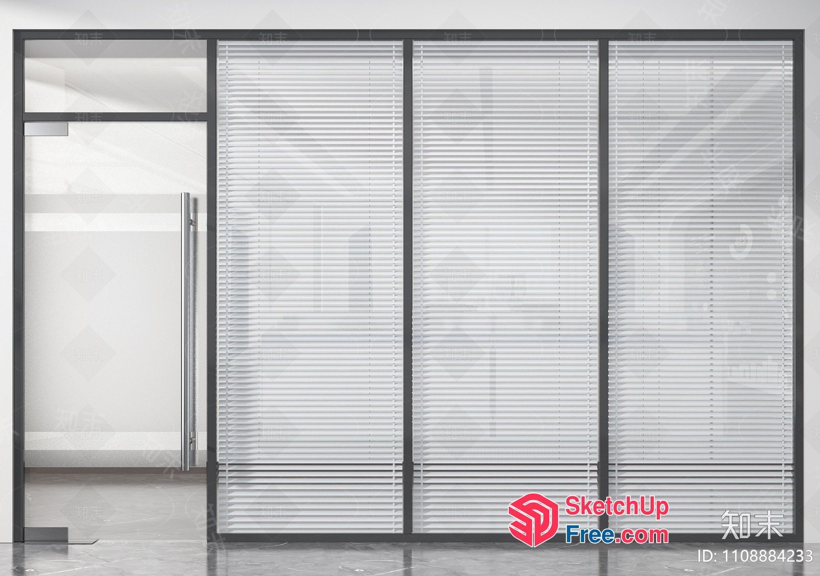 Modern Glass Curtain Wall With Sliding Doors 3D SketchUp File