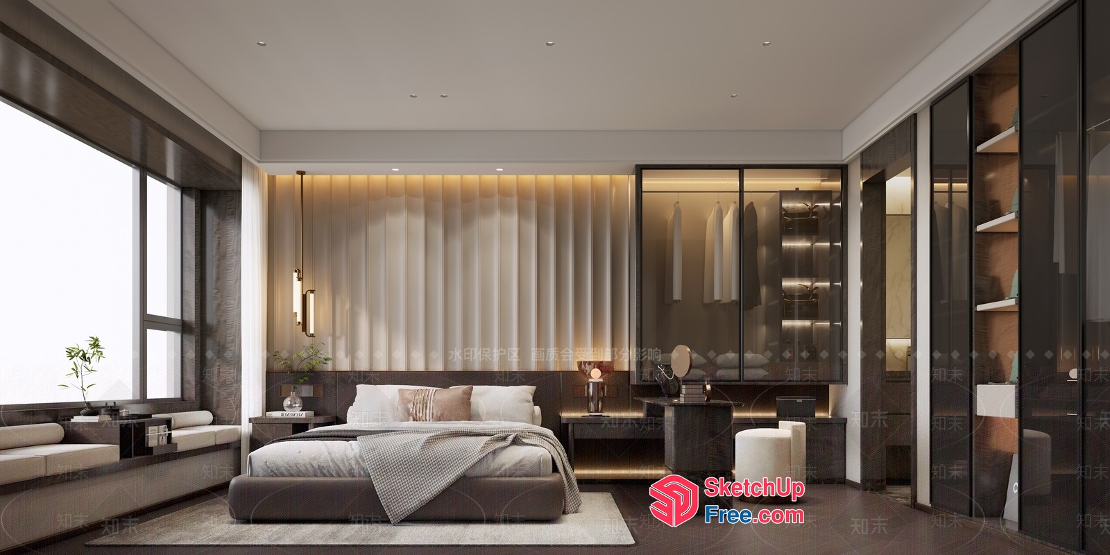 Modern Minimalist Bedroom Design With Sleek Furniture And Natural Light 3D SketchUp File