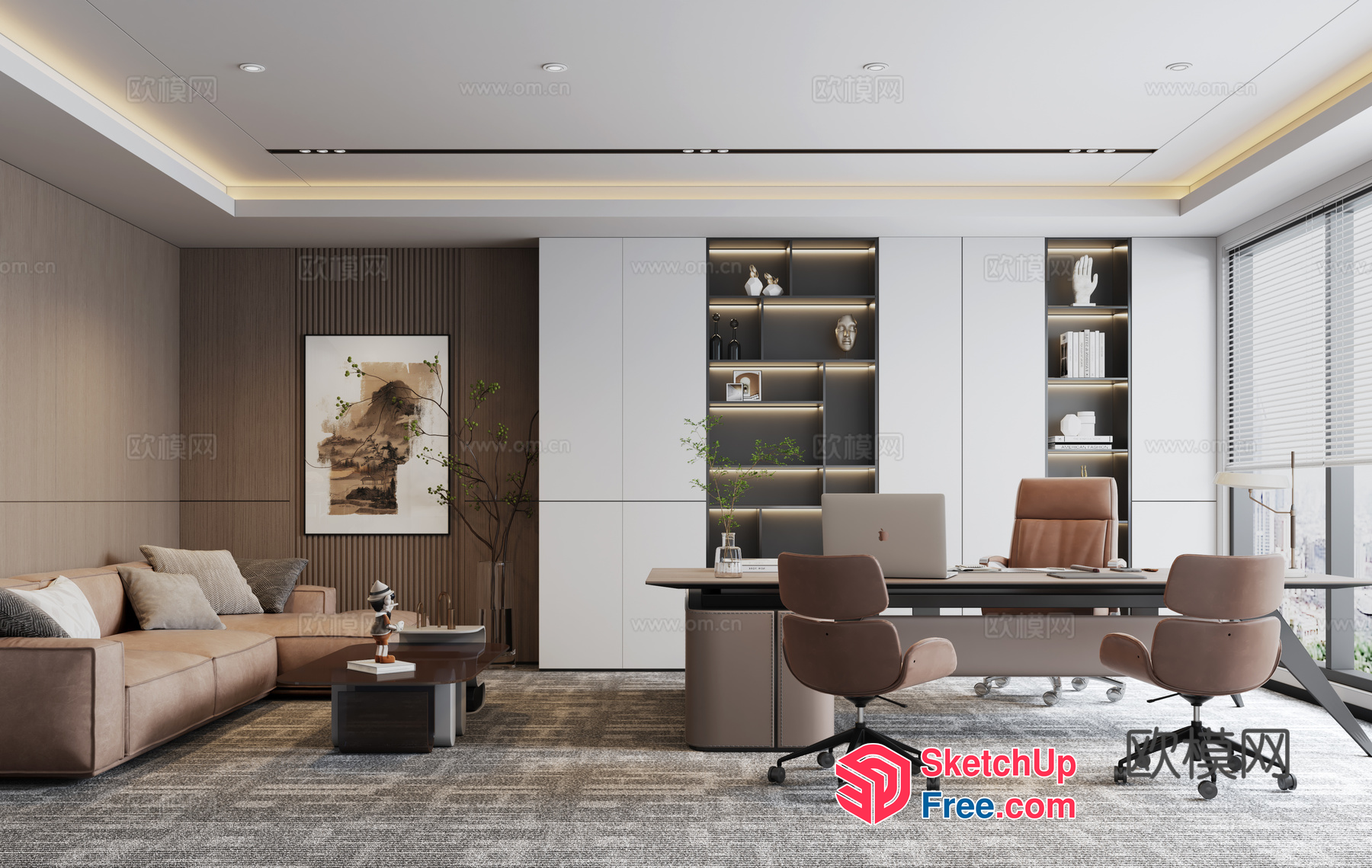 Modern Office Space With Sleek Furniture And Neutral Tones 3D SketchUp File