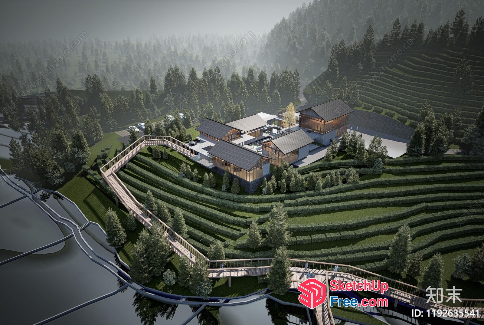 Modern Japanese-Inspired Villa In A Serene Mountain Setting 3D SketchUp File